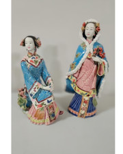 Japanese Hand-Painted Woman Sculptures 