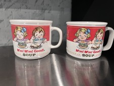 Vintage Campbell's Soup Mugs Bowls M'm M'm Good Soup 1989 Westwood Set Of 2 picture