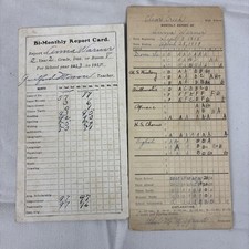 Antique 1913-1919 School Report Cards Anna Warner Clear Creek High School Lot picture