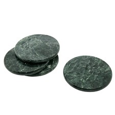 Creative Home Natural Green Marble 4-Piece Round Coaster Set for Drinks picture