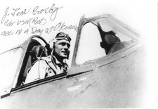 TED CROSBY WWII ACE USN SIGNED PHOTO VF-18 ACE IN A DAY picture
