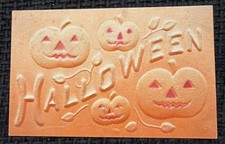 Antique/Vintage HALLOWEEN HEAVILY EMBOSSED PC ~ 4 JACK-O'-LANTERNS Airbrushed picture