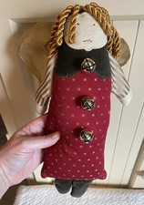 VTG Woof & Poof Plush Red Dot Angel Bells Wall Door Hanger Decor Christmas 13” picture