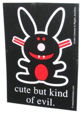 Happy Bunny Cute But Kind of Evil Black Rupple Junction Licensed Sticker picture