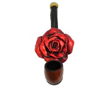 Red Rose Flower Handmade Tobacco Smoking Small Hand Pipe Love Romance Her Gifts picture