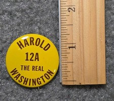 Vintage Harold Washington Party 12A The Real Washington Pinback Button Chicago picture