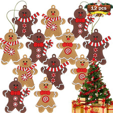 (12pcs) Gingerbread Man Ornaments Christmas Tree Hanging Pendant picture