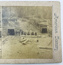 Antique Stereoview Anthracite Coal Miners Horse and cart near Alden PA mine picture