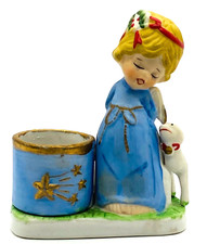 JASCO Christmas Luvkins Angel Candle Holder w Lamb Porcelain Figure 1978 VTG picture