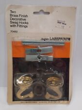 Vintage 1980's Angelo Brothers Company Two Brass Finish Swag Hooks #70450 NIP picture