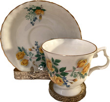 BLUEBIRD FINE BONE CHINA CUP AND SAUCER SET YELLOW ROSES CANADA picture