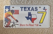 Lance Armstrong Texas BikeTexas Souvenir License Plate Yellow 7 Cycling 2005 picture
