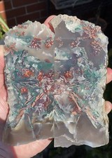 Copper Chalcedony polished split w/chrysocolla, malachite, pyrite, cuprite 656gm picture