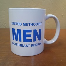 United Methodist Men Southeast Region Vintage Ceramic Coffee Mug Blue Cream  picture