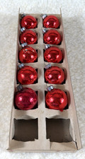 Shiny Brite Vintage Small Red Ornaments Set of 10 With Box Made USA picture