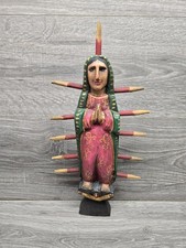 Our Lady Of Guadalupe Hand Carved Wood Latin Folk Art Guatemalan Mexican 14