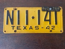 1942 Texas License Plate N11-141 And 1943 Registration Tab AT2-769 WWII picture