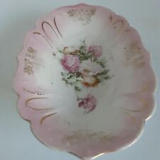 Vintage Pink Trinket Dish with Hand Painted Peonies and Gold Accents picture