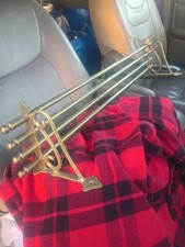 Antique/Vintage Brass Rail Road Train Hat Luggage Rack Shelf  2' 7