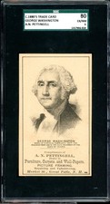 1880s HD2a George Washington US President Trade Card A.N. Pettingell SGC 6 EX-NM picture