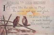 1915 Birthday Postcard Birds Sunrise Poem F. A. Owen North Andover MA Posted picture