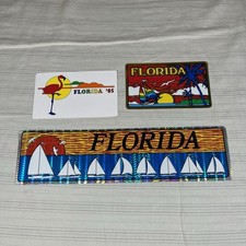 Vintage Florida Bumper Stickers Lot of 3 Flamingo 80s Reflective 1985 picture