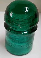 Antique Brookfield New York Teal Green Glass Insulator  picture