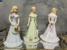 Vintage 1981 Enesco Growing Up Birthday Girls Blonde Ages 14 15 16 Porcelain Set picture