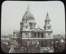 Glass Magic Lantern Slide ST PAULS FROM LUDGATE HILL C1890 PHOTO LONDON  picture