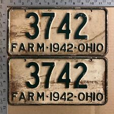 Ohio 1942 farm truck license plate pair 3742 YOM DMV clear Ford Chevy Dodge 2854 picture
