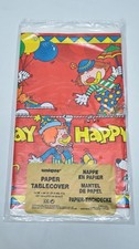 Unique Paper Tablecover Happy Birthday Circus Clown Dog New Sealed Vintage 1989 picture