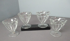 Set Of 4 Vintage Tulip Ice Cream Sundae Clear Heavy Glass Dishes - Footed c6 sb picture
