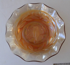 Australian Marigold Carnival Glass Master Bowl - Kingfisher Bird - RD 4184 picture