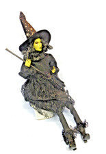 Broomstick Halloween Doll Ornate Dress Weighted Bottom Shelf Sitter 26” picture