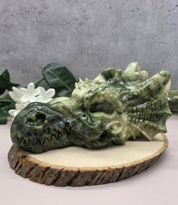Large Jade Dragon Head/Skull Hand Carved Stone Skull Fantasy Figurine 2 lb 15 oz picture