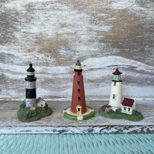 (3) LENOX Mini 'Thimble' Lighthouses Big Sable Heceta Head Ponce De Leon picture