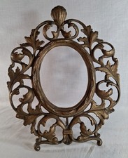 Antique Ornate Victorian Style Oval Tabletop Brass Finish Picture Frame picture
