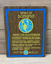 Vintage Spirit Of Scorpio Zodiac Wall Plaque Retro 70s Astrology Home Decor picture