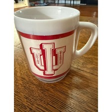Vintage Indiana University IU Hoosiers White Red Insulated Thermo Mug Cup picture