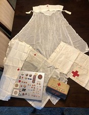 Huge VTG American Red Cross Collection Pins Badges Textiles WPA First Aid Kit + picture
