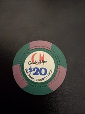 $20 Caribe Hilton San Juan Puerto Rico Casino Chip **Rare** Light Purple Marks picture