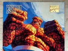 1994 Fleer Marvel Masterpieces Gold Foil Signature Thing Card 123 picture