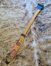 Vintage Northwest Coast Indigenous Carved Dance Paddle 40 Heavy Yew Yellow Cedar picture