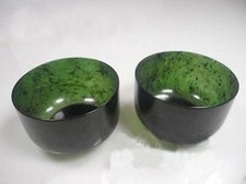 2-Pack Chinese Natural Exquisite Hand-Carved China - Jade Bowl - picture