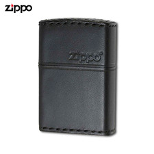 ZIPPO B-5 Black Leather Wrap Lighter – Handmade Horizontal Logo Genuine Leather picture