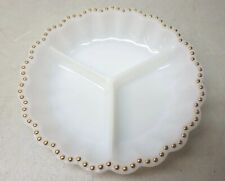 Anchor Hocking Fire King 3 Compartment Relish Tray Vtg Milk Glass Collectible picture