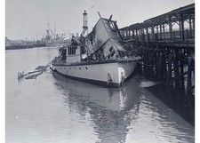 1927 Boston Floating Hospital Ship Fire Ruins North End Pier Glass Negative OOAK picture