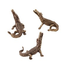 Ximimark 3pc Exquisite Crocodile Figurine - Brass Statue Art Craft with Intri... picture