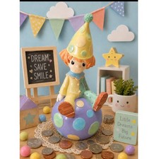 Vintage 1994 Precious Moments Clown on Polka Dot Ball Piggy Bank Figurine picture