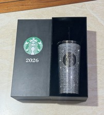 Starbucks 2026 Thai Black SS Rhinestone TOGO Cold Cups Diamond Tumbler 16oz New picture